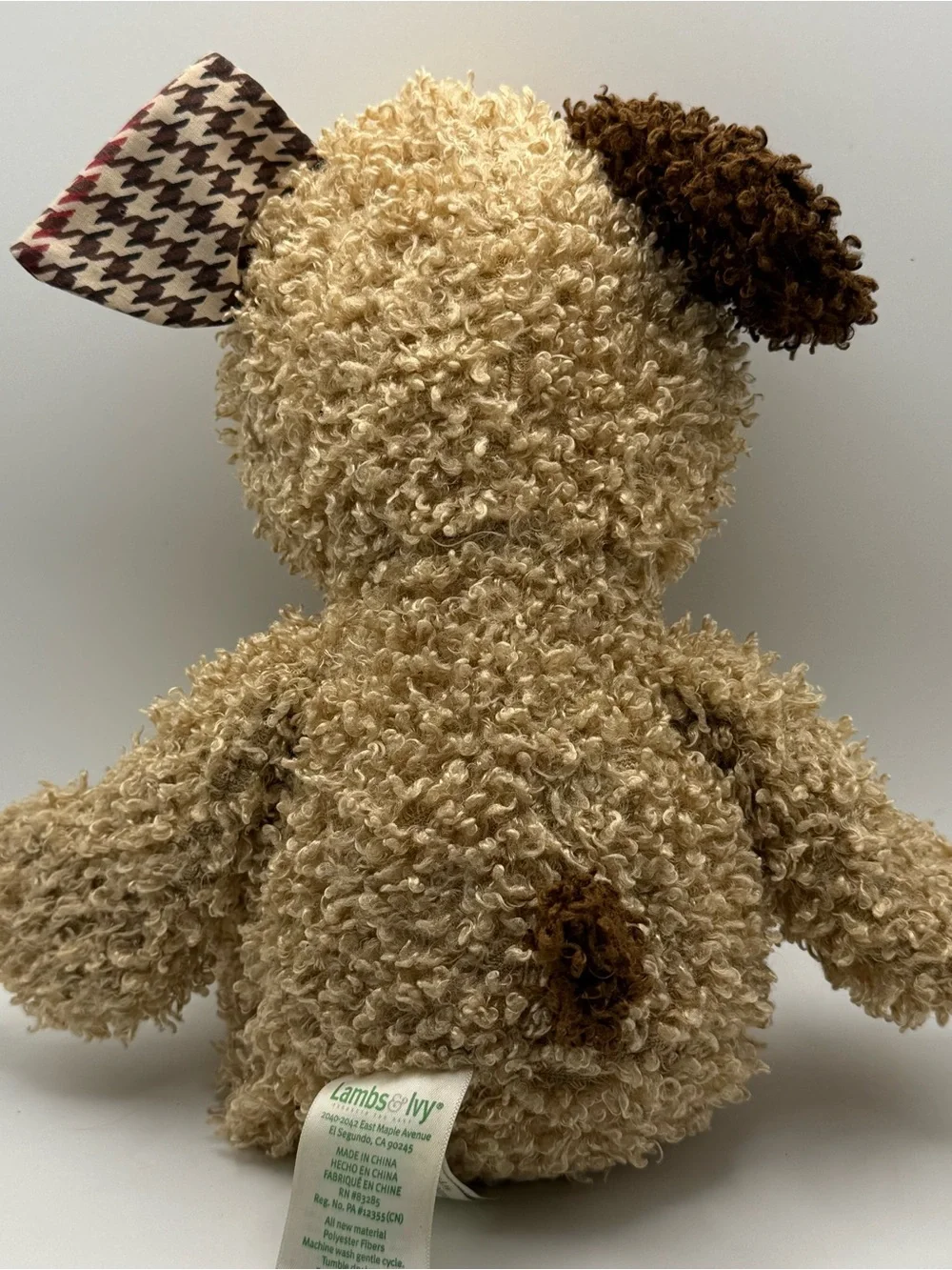 Lambs & Ivy  #203020 “Wilson” The Shaggy Dog With Houndstooth 2012 Plush (PL-42)